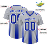 Custom Gray Royal Vertical Width Stripe Gradient Fashion Personalized Team Football Jersey