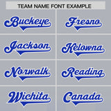 Custom Gray Royal Vertical Width Stripe Gradient Fashion Personalized Team Football Jersey