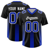 Custom Black Royal Vertical Width Stripe Gradient Fashion Personalized Team Football Jersey