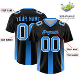Custom Black Light Blue Vertical Width Stripe Gradient Fashion Personalized Team Football Jersey