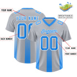 Custom Gray Light Blue Vertical Width Stripe Gradient Fashion Personalized Team Football Jersey