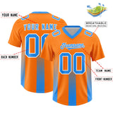 Custom Orange Light Blue Vertical Width Stripe Gradient Fashion Personalized Team Football Jersey