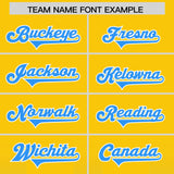 Custom Yellow Light Blue Vertical Width Stripe Gradient Fashion Personalized Team Football Jersey