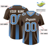 Custom Brown Powder Blue Vertical Width Stripe Gradient Fashion Personalized Team Football Jersey
