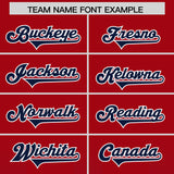 Custom Red Navy Vertical Width Stripe Gradient Fashion Personalized Team Football Jersey