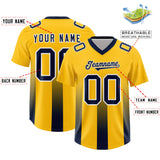 Custom Yellow Navy Vertical Width Stripe Gradient Fashion Personalized Team Football Jersey