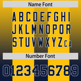 Custom Yellow Navy Vertical Width Stripe Gradient Fashion Personalized Team Football Jersey