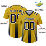 Custom Old Gold Navy Vertical Width Stripe Gradient Fashion Personalized Team Football Jersey