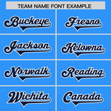 Custom Light Blue Navy Vertical Width Stripe Gradient Fashion Personalized Team Football Jersey