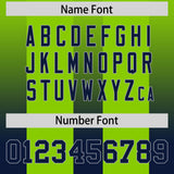 Custom Neon Green Navy Vertical Width Stripe Gradient Fashion Personalized Team Football Jersey