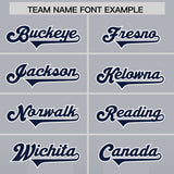 Custom Gray Navy Vertical Width Stripe Gradient Fashion Personalized Team Football Jersey