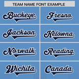 Custom Powder Blue Navy Vertical Width Stripe Gradient Fashion Personalized Team Football Jersey