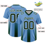 Custom Powder Blue Green Vertical Width Stripe Gradient Fashion Personalized Team Football Jersey