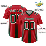Custom Red Green Vertical Width Stripe Gradient Fashion Personalized Team Football Jersey