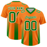 Custom Orange Kelly Green Vertical Width Stripe Gradient Fashion Personalized Team Football Jersey