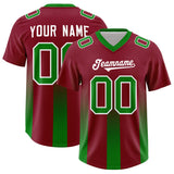 Custom Cardinal Kelly Green Vertical Width Stripe Gradient Fashion Personalized Team Football Jersey
