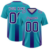 Custom Aqua Purple Vertical Width Stripe Gradient Fashion Personalized Team Football Jersey