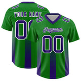 Custom Kelly Green Purple Vertical Width Stripe Gradient Fashion Personalized Team Football Jersey