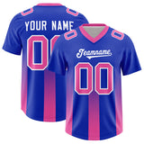 Custom Royal Pink Vertical Width Stripe Gradient Fashion Personalized Team Football Jersey