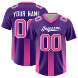 Custom Purple Pink Vertical Width Stripe Gradient Fashion Personalized Team Football Jersey