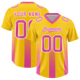 Custom Yellow Pink Vertical Width Stripe Gradient Fashion Personalized Team Football Jersey