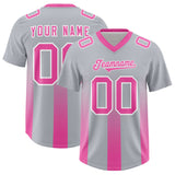 Custom Gray Pink Vertical Width Stripe Gradient Fashion Personalized Team Football Jersey