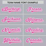 Custom Gray Pink Vertical Width Stripe Gradient Fashion Personalized Team Football Jersey