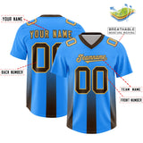Custom Light Blue Brown Vertical Width Stripe Gradient Fashion Personalized Team Football Jersey