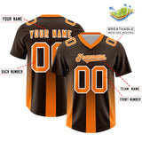 Custom Brown Orange Vertical Width Stripe Gradient Fashion Personalized Team Football Jersey