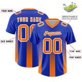 Custom Royal Orange Vertical Width Stripe Gradient Fashion Personalized Team Football Jersey