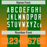Custom Kelly Green Orange Vertical Width Stripe Gradient Fashion Personalized Team Football Jersey