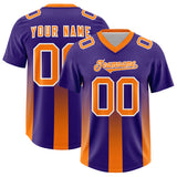Custom Purple Orange Vertical Width Stripe Gradient Fashion Personalized Team Football Jersey