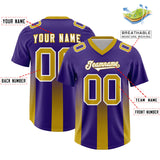 Custom Purple Old Gold Vertical Width Stripe Gradient Fashion Personalized Team Football Jersey
