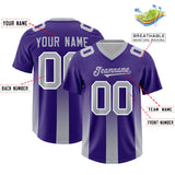 Custom Purple Gray Vertical Width Stripe Gradient Fashion Personalized Team Football Jersey