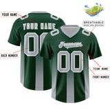 Custom Green Gray Vertical Width Stripe Gradient Fashion Personalized Team Football Jersey