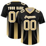 Custom Black Khaki Vertical Width Stripe Gradient Fashion Personalized Team Football Jersey