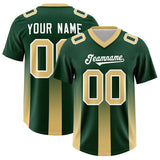Custom Green Khaki Vertical Width Stripe Gradient Fashion Personalized Team Football Jersey