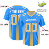 Custom Light Blue Khaki Vertical Width Stripe Gradient Fashion Personalized Team Football Jersey