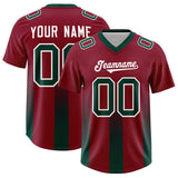 Custom Cardinal Midnight Green Vertical Width Stripe Gradient Fashion Personalized Team Football Jersey