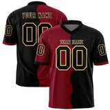 Custom Black Crimson Split Fashion Mesh Authentic Football Jersey