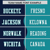 Custom Aqua Navy Split Fashion Mesh Authentic Football Jersey