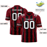 Custom Black Crimson Personalized Razr Stripe Graffiti Pattern Authentic Football Jersey