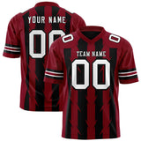 Custom Black Crimson Personalized Razr Stripe Graffiti Pattern Authentic Football Jersey