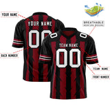 Custom Crimson Black Personalized Razr Stripe Graffiti Pattern Authentic Football Jersey