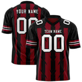 Custom Crimson Black Personalized Razr Stripe Graffiti Pattern Authentic Football Jersey