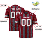 Custom Dark Gray Crimson Personalized Razr Stripe Graffiti Pattern Authentic Football Jersey