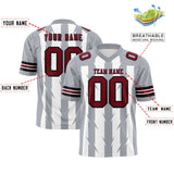 Custom White Gray Personalized Razr Stripe Graffiti Pattern Authentic Football Jersey