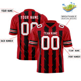 Custom Black Red Personalized Razr Stripe Graffiti Pattern Authentic Football Jersey