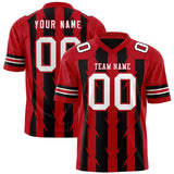 Custom Black Red Personalized Razr Stripe Graffiti Pattern Authentic Football Jersey