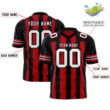Custom Red Black Personalized Razr Stripe Graffiti Pattern Authentic Football Jersey